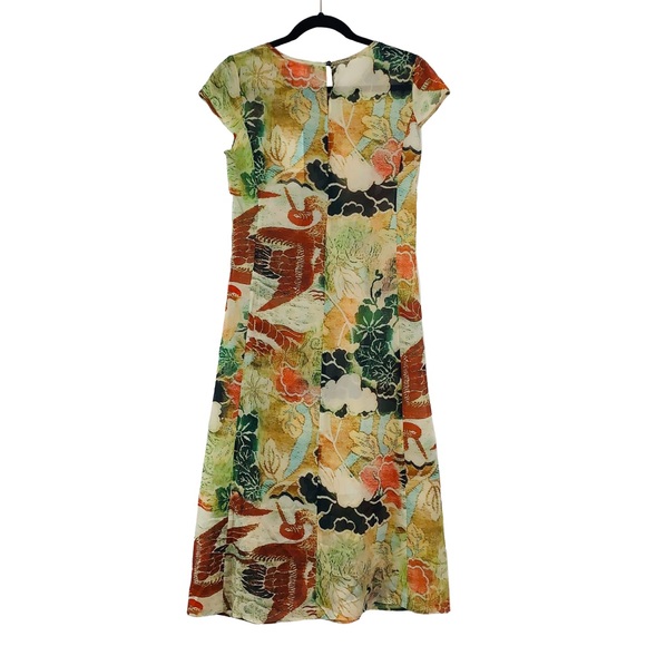 KE-YING-YI WOMEN'S FLORAL CHIFFON MIDI DRESS - Picture 2 of 7